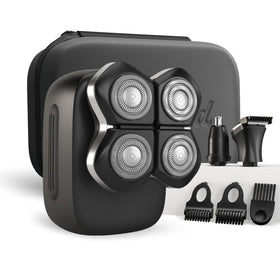 Freebird Electric Head & Body Hair Shaver front view with attachments