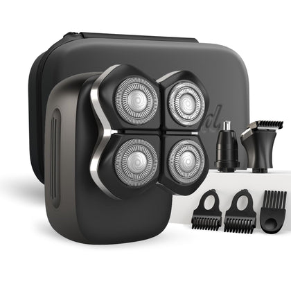 Freebird Electric Head & Body Hair Shaver front view with attachments