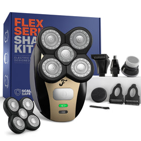 Freebird Electric Head & Body Hair Shaver front view with attachments