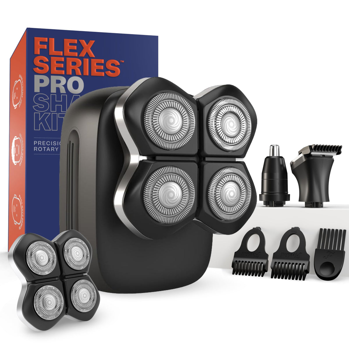 Freebird Electric Head & Body Hair Shaver with attachments front view
