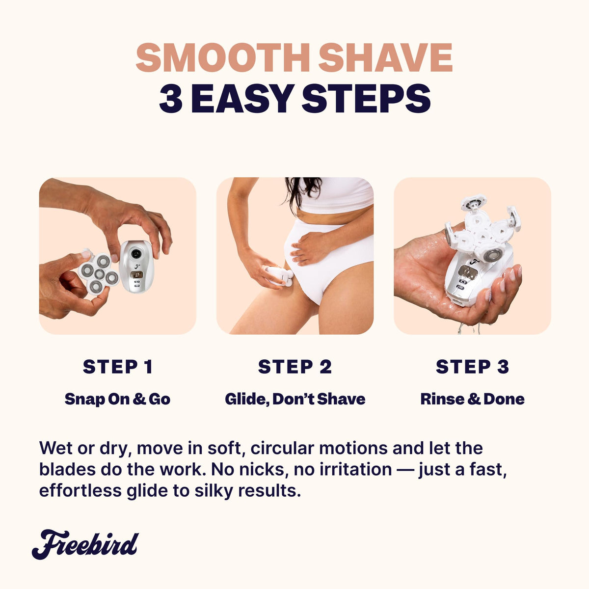 Freebird FlexSeries Electric Razor demonstrating smooth shaving on skin