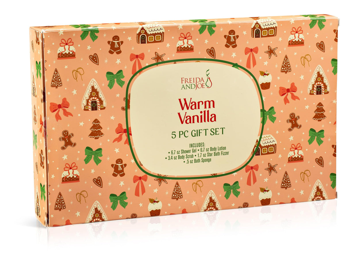 Freida and Joe gift box packaging with warm vanilla scent