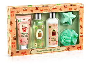 Freida and Joe Warm Vanilla Bath & Body Gift Box front view