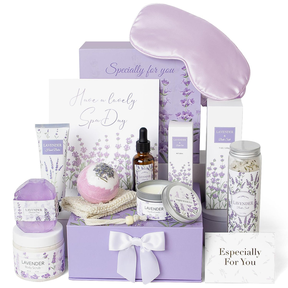 Frerdui Lavender Spa Gift Set with all 11 pieces displayed
