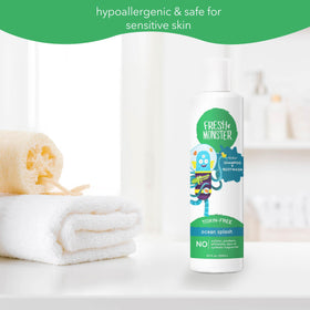 Fresh Monster 2-in-1 Kids Shampoo & Body Wash in bathroom setting