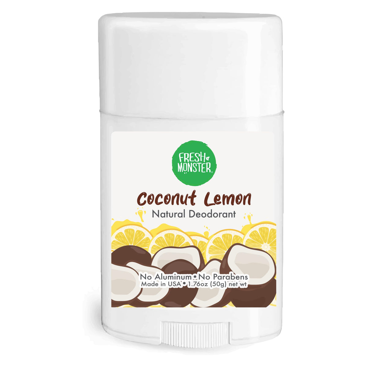 Fresh Monster Kids Natural Deodorant Coconut Lemon front view