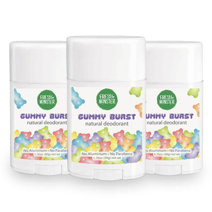 Fresh Monster Kids Natural Deodorant Gummy Burst 3-Pack front view