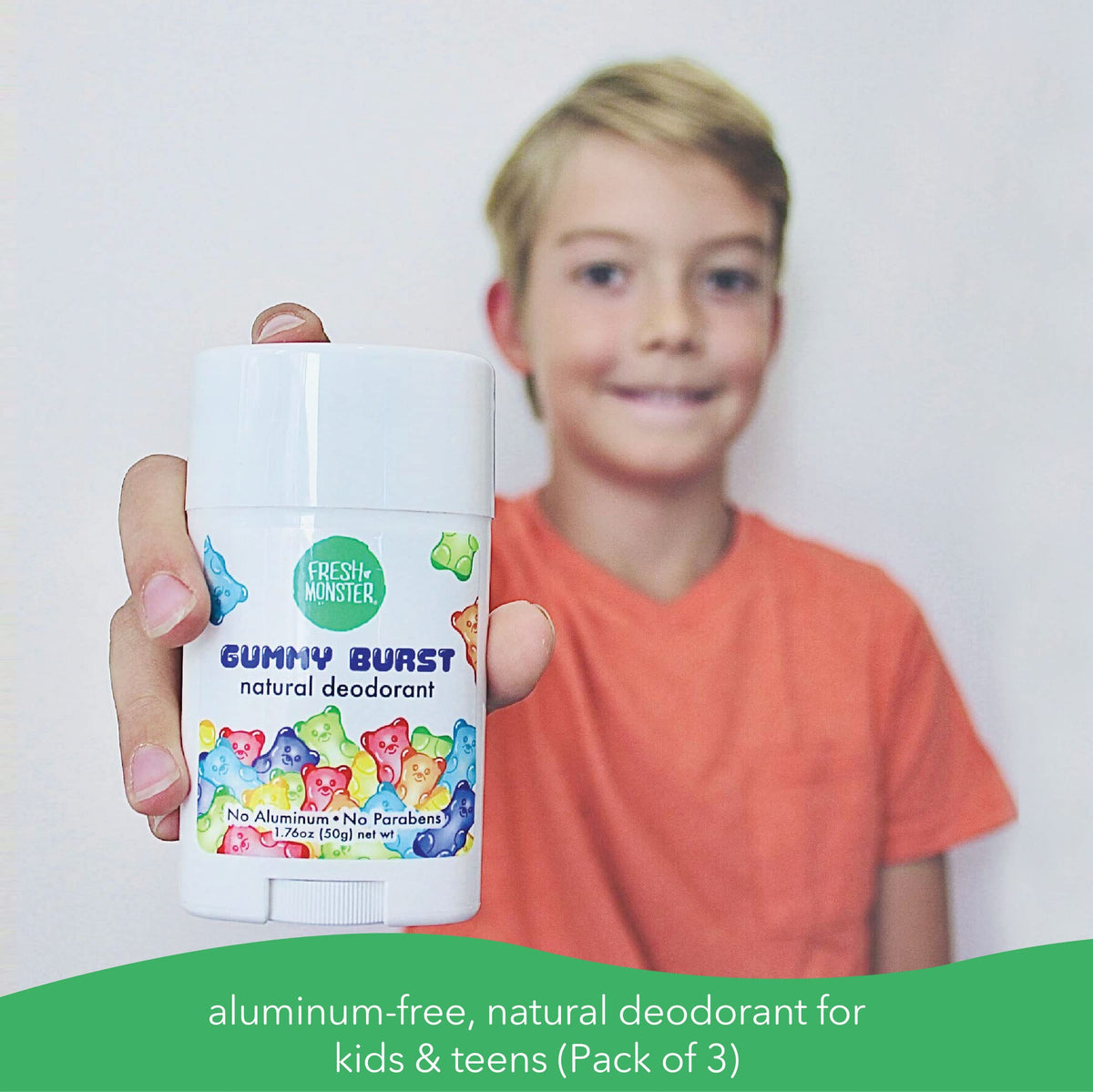 Fresh Monster Kids Natural Deodorant Gummy Burst scent packaging