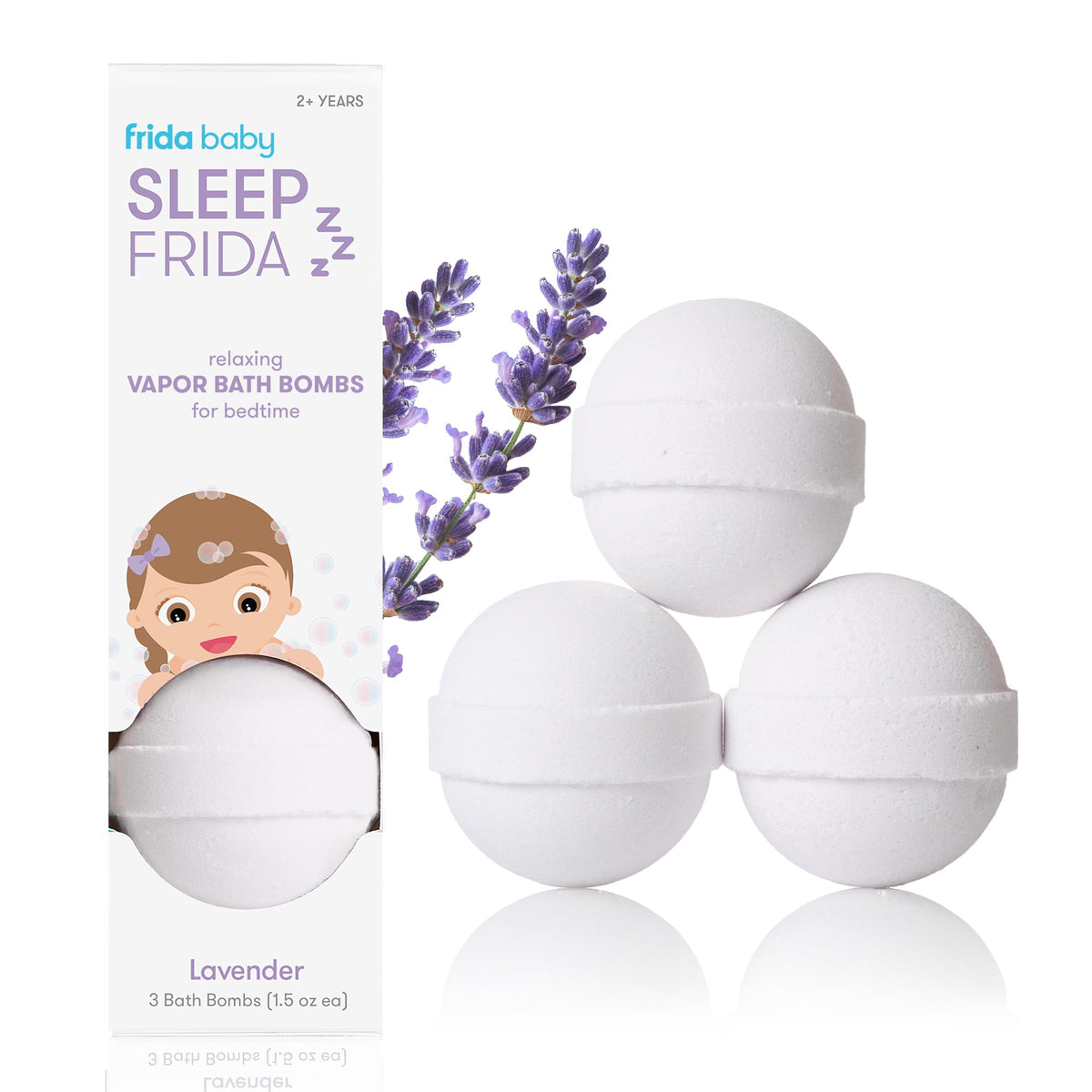 Frida Natural Sleep Bath Bombs lavender essential oil packaging front view