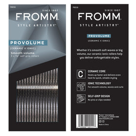 Fromm ProVolume Hair Rollers displayed on a vanity