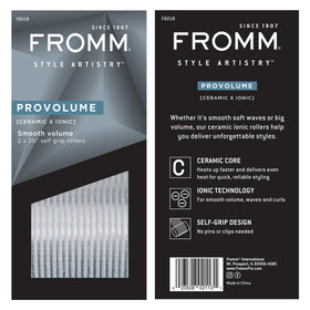 Fromm ProVolume hair rollers displayed with styling tools