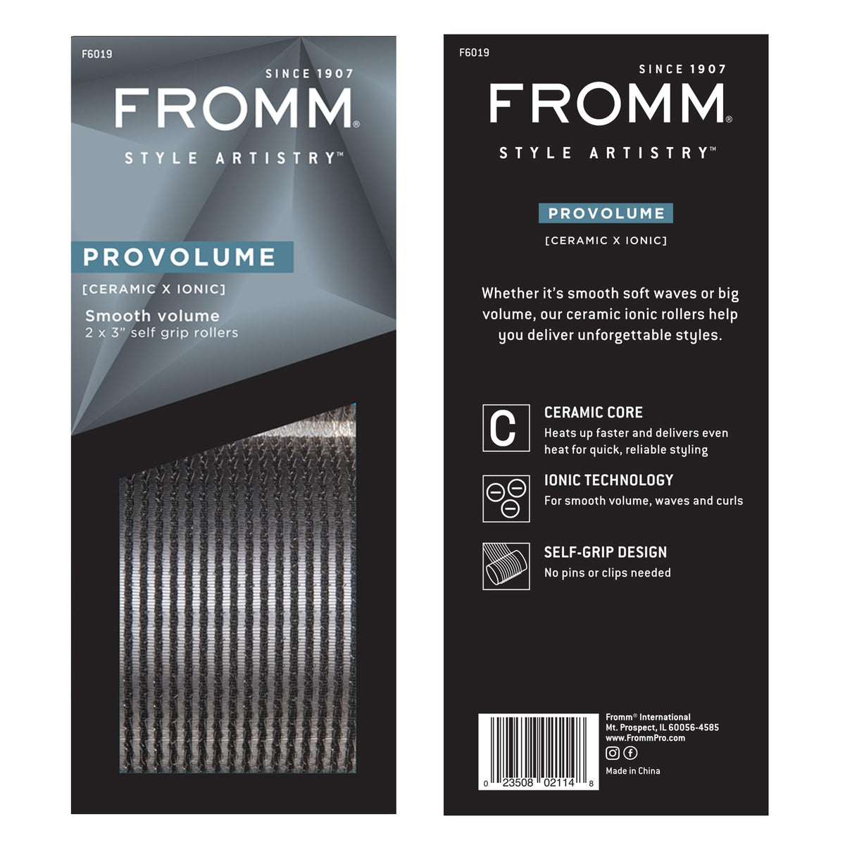 Fromm ProVolume hair rollers with finished hairstyle