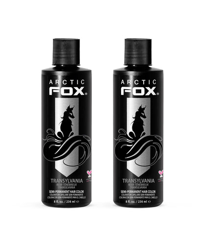 Front view of ARCTIC FOX Transylvania Black Semi-Permanent Hair Dye 8 oz bottles