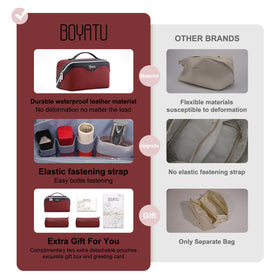 Front view of BOYATU large capacity travel cosmetic bag
