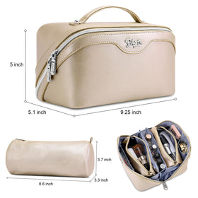 Front view of BOYATU waterproof cosmetic bag with compartments