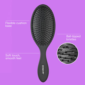 Front view of Conair Detangling Hair Brush with soft bristles
