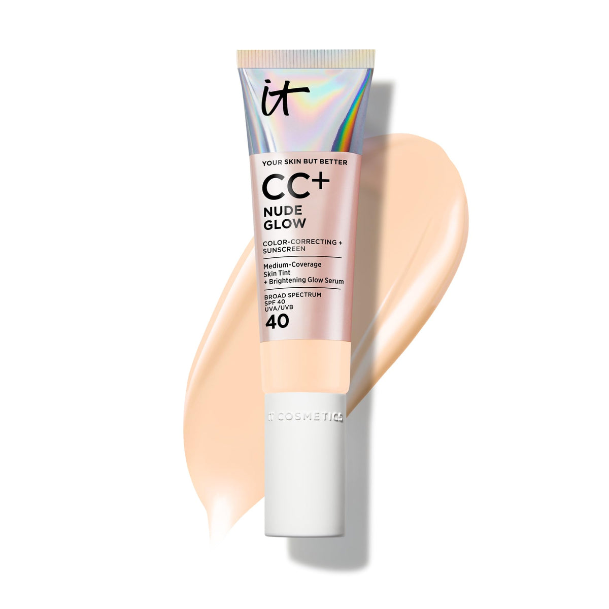 Front view of IT Cosmetics CC+ Cream Nude Glow SPF 40 in Fair Beige