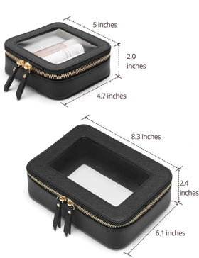 Front view of mini Popvibe clear makeup bag with zipper
