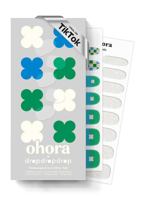 Front view of ohora Semi Gel Nail Strips N Lucky Drop Clover box