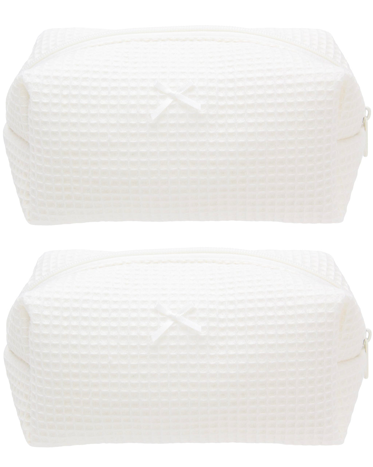 Front view of PAZIMIIK Cozy Makeup Bag 2 Pack in Cream White