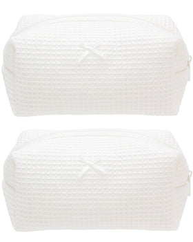 Front view of PAZIMIIK Cozy Makeup Bag 2 Pack in Cream White