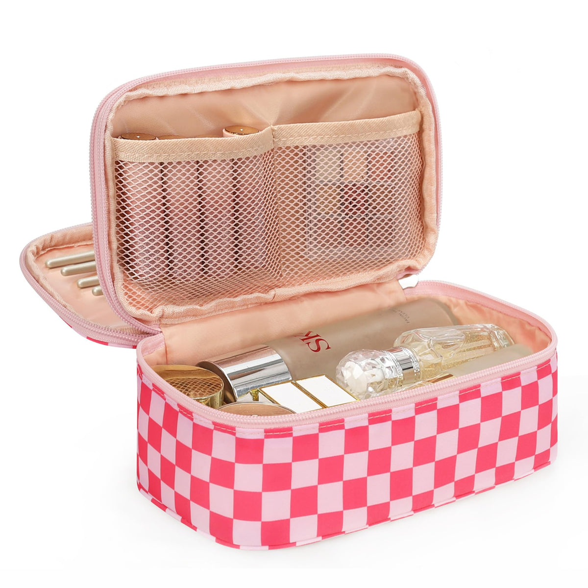 Front view of Relavel Small Makeup Bag in hot pink