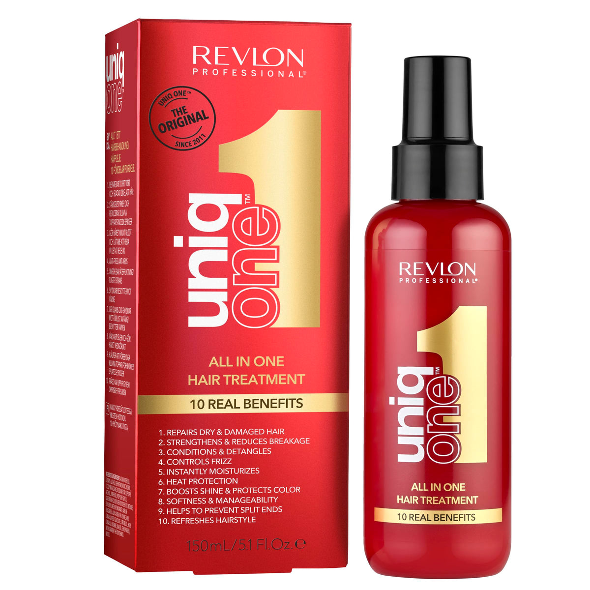 Front view of REVLON PROFESSIONAL UniqOne 10-in-1 Hair, Classic, 5.1 Fl Oz