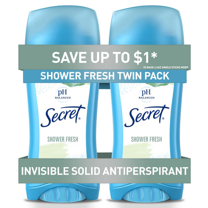 Front view of Secret Antiperspirant and Deodorant 2 pack