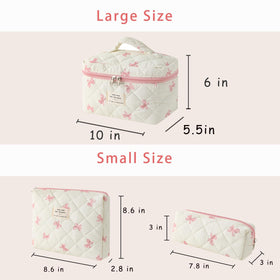 Front view of uekeboag Floral Cotton Makeup Bag with floral pattern