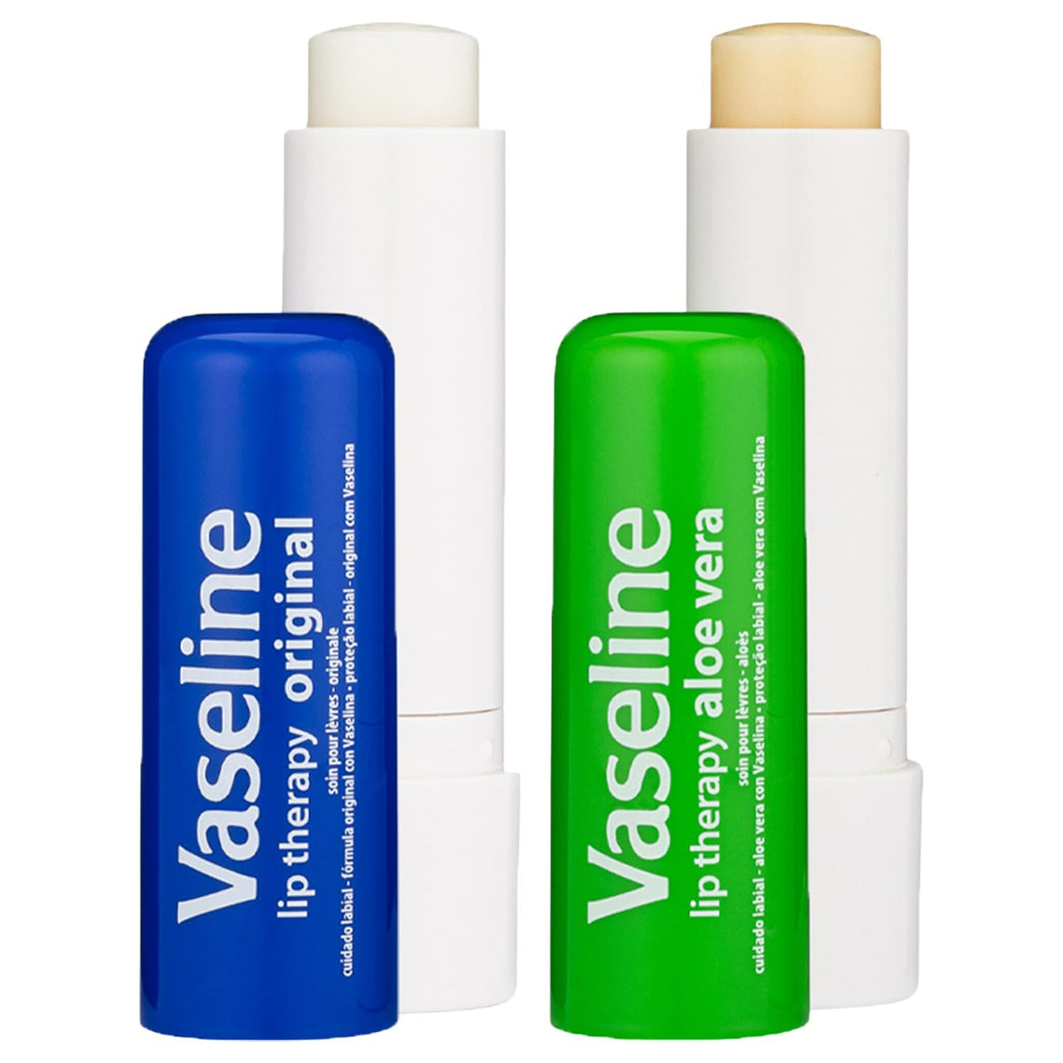 Front view of Vaseline Aloe Vera Lip Balm stick