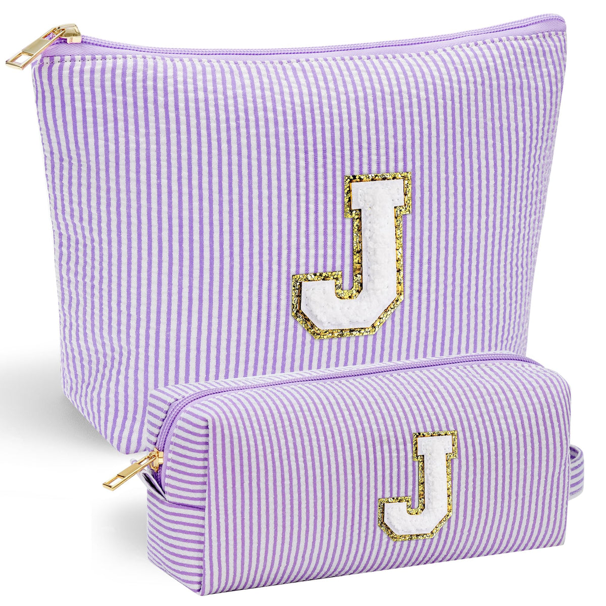 Front view of YOOLIFE personalized makeup bag with initial