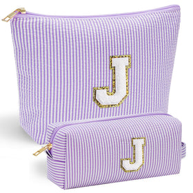 Front view of YOOLIFE personalized makeup bag with initial