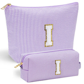 Front view of YOOLIFE personalized makeup bag with initial