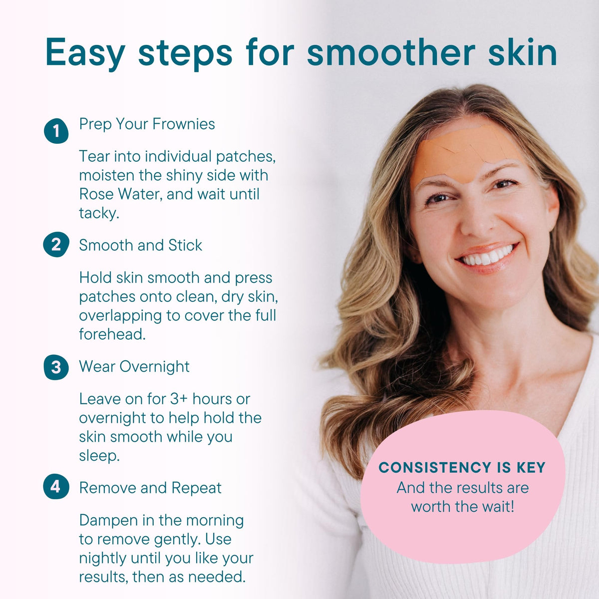 Frownies Forehead Patches with application instructions
