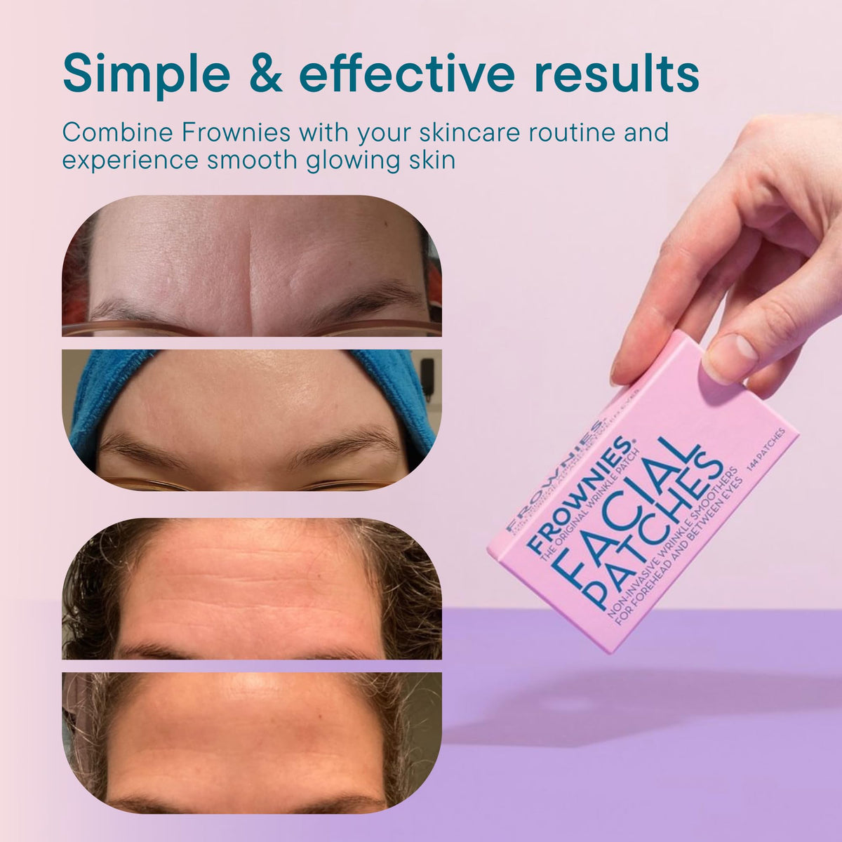 Frownies Wrinkle Patches lifestyle scene with model