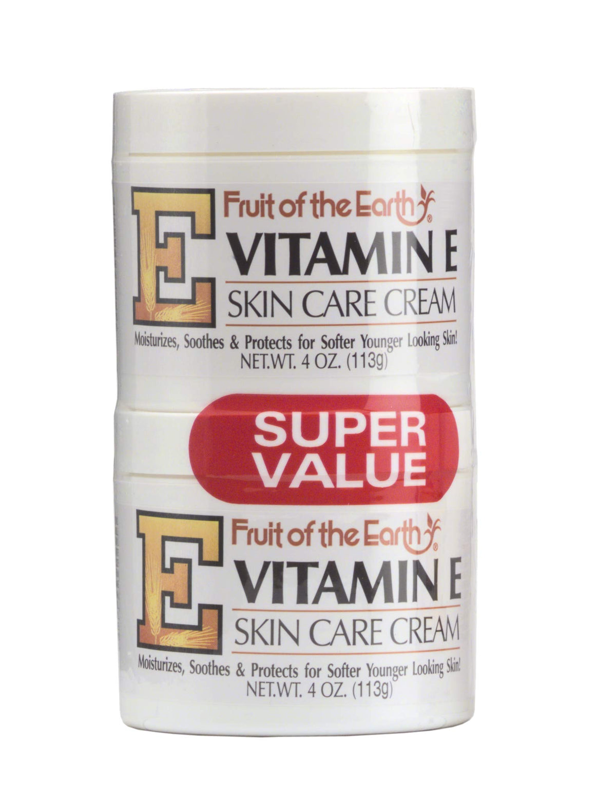 Fruit of the Earth Vitamin E Cream 4 Ounce Jar front view