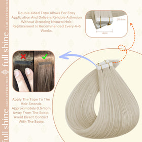 Fshine extensions displayed with hair care products