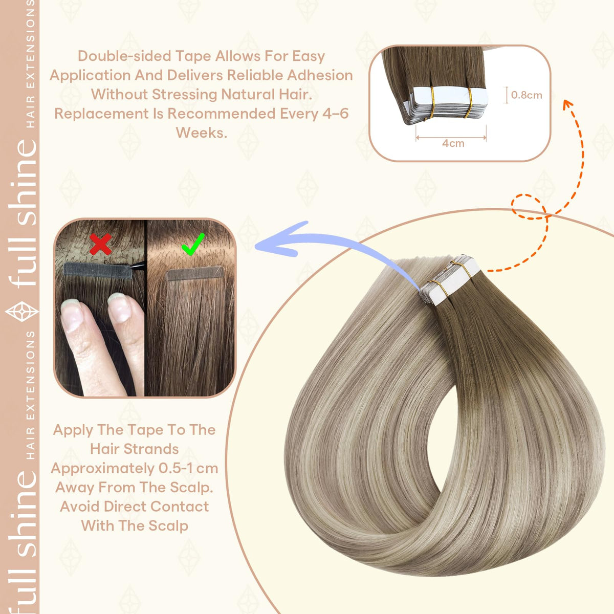 Fshine Tape-In Extensions displayed with natural hair