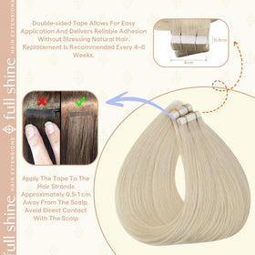 Fshine Tape-In Extensions laid flat against scalp