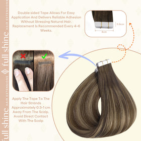 Fshine Tape-In Hair Extensions 18 Inch displayed with hair care products