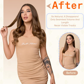 Fshine Tape-In Hair Extensions 18 Inch showing color variation