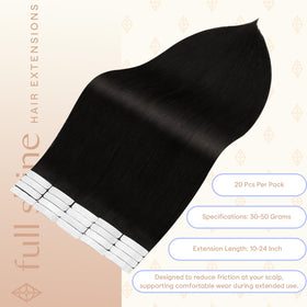 Fshine Tape In Hair Extensions Natural Black 20 Inch lifestyle shot