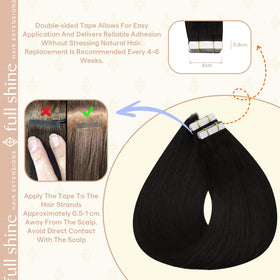 Fshine Tape In Hair Extensions Natural Black 20 Inch packaging