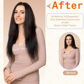 Fshine Tape In Hair Extensions Natural Black 20 Inch texture detail