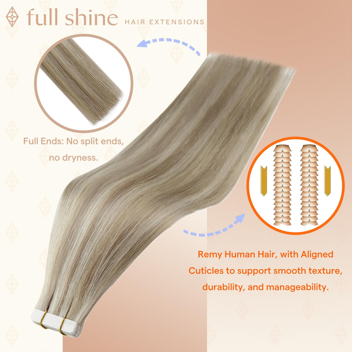 Fshine Tape in Hair Extensions packaging with details