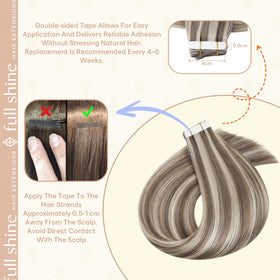 Fshine Tape in Hair Extensions showing natural hair blend