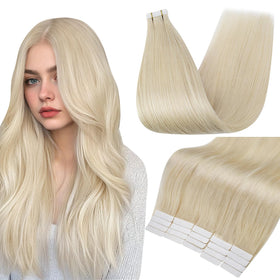 Fshine Tape-In Human Hair Extensions 12 Inch Ash Blonde front view