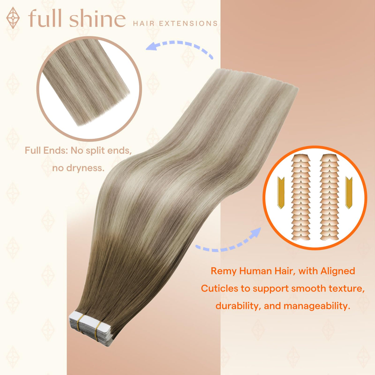 Fshine Tape-In Human Hair Extensions packaging
