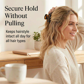 Fsmiling medium tortoise claw hair clip side view