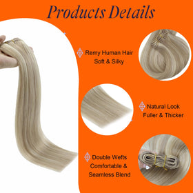 Full Shine 12 Inch 80g Remy Human Hair Extensions close-up of weft